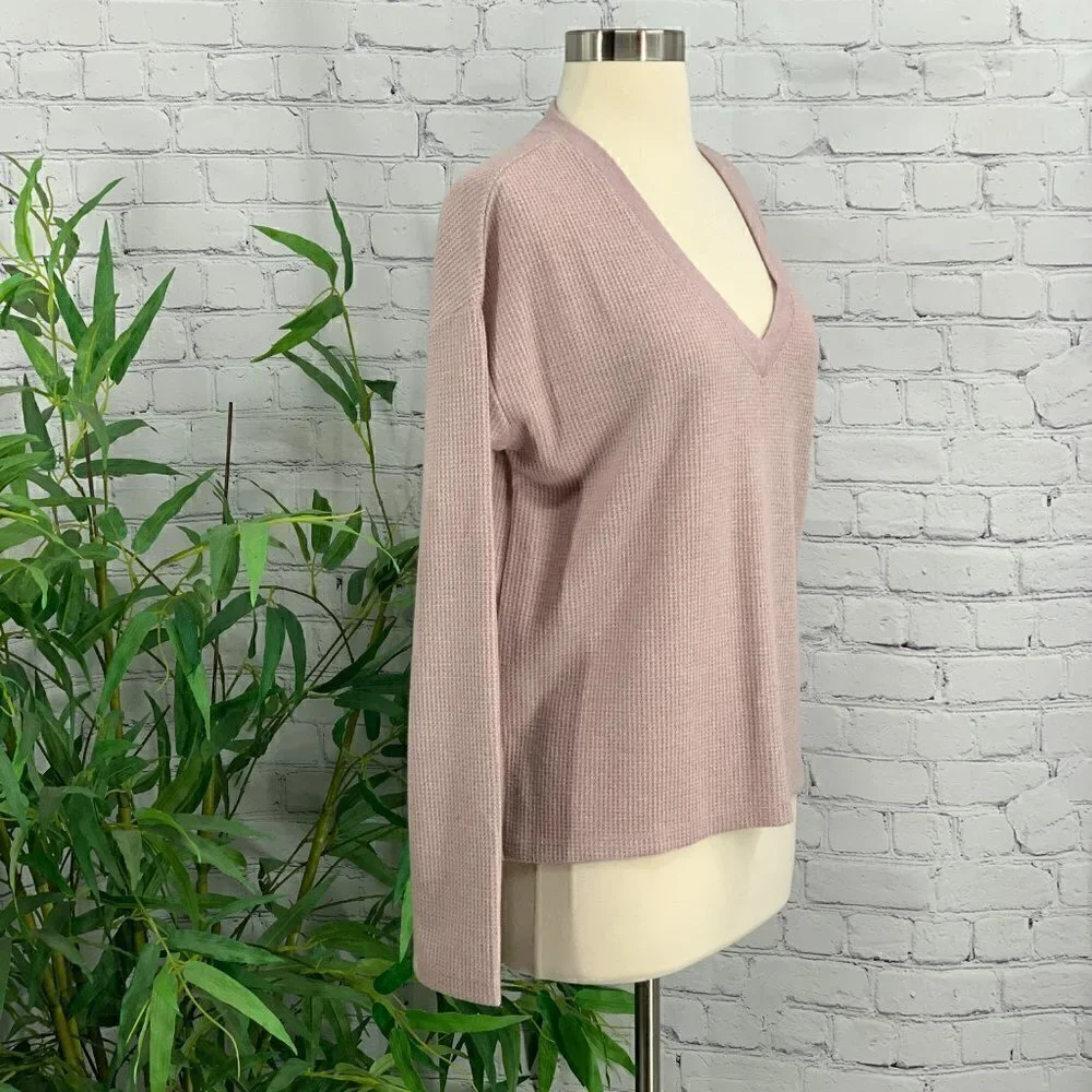 Double Zero Dusty Pink Waffle Knit Lounge Top - Picture 2 of 6